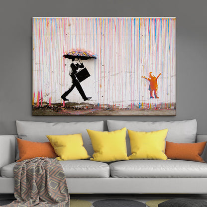Vivolux | Regenboogregen Canvas Wandkunst Getextureerde Creatieve Moderne Zitkamer Wanddecoratie