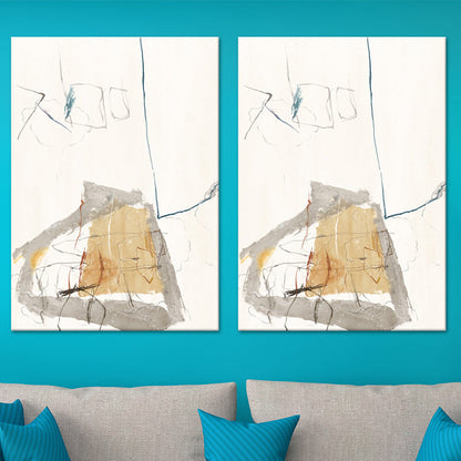 Vivolux | Noordse Abstracte Aquarel Wandkunst Print Zachte Kleur Slaapkamer Gewikkeld Canvas Schilderij