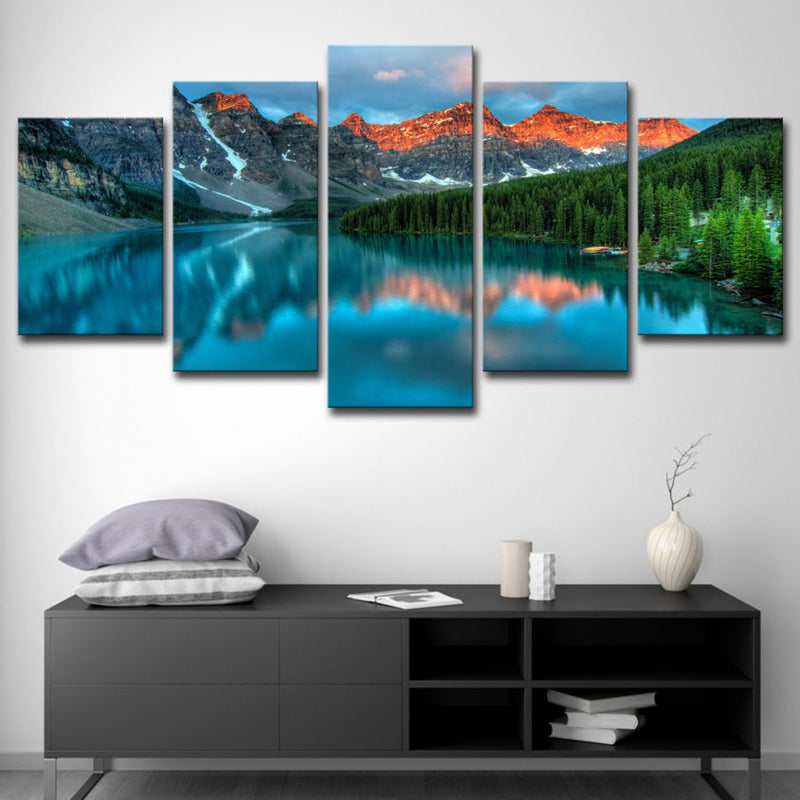 Vivolux | Natuur Landschap Muur Decor Modern Statistisch Banff Nationaal Park Canvas Kunst in Blauw