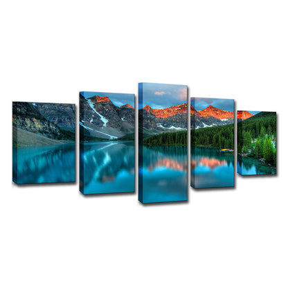Vivolux | Natuur Landschap Muur Decor Modern Statistisch Banff Nationaal Park Canvas Kunst in Blauw