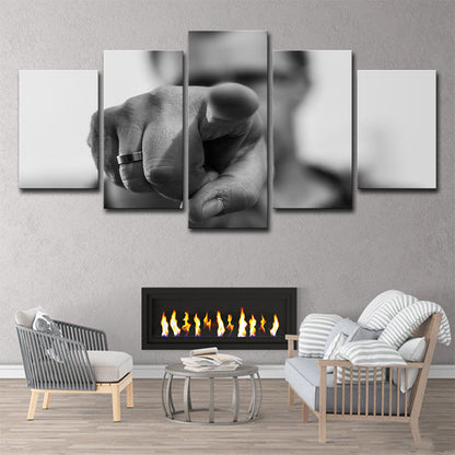 Vivolux | Grijze Hedendaagse Wandkunst Hand Die Wijst Een Figuur Canvasprint voor Woonkamer