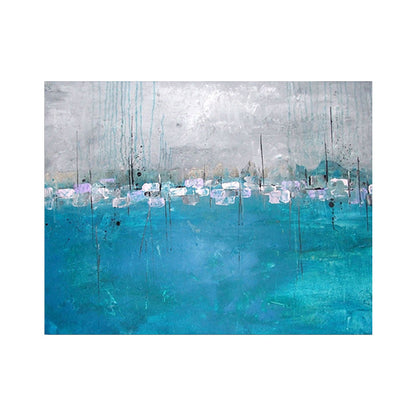 Vivolux | Blau-Grau Minimalismus Malerei Abstrakte Leinwandwandkunst für das Wohnzimmer, Texturierte Oberfläche