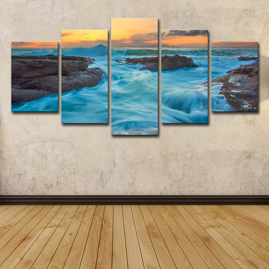 Vivolux | Seascapes Ocean Torrent Leinwanddruck Tropische Mehrteilige Wandkunst Dekor in Blau