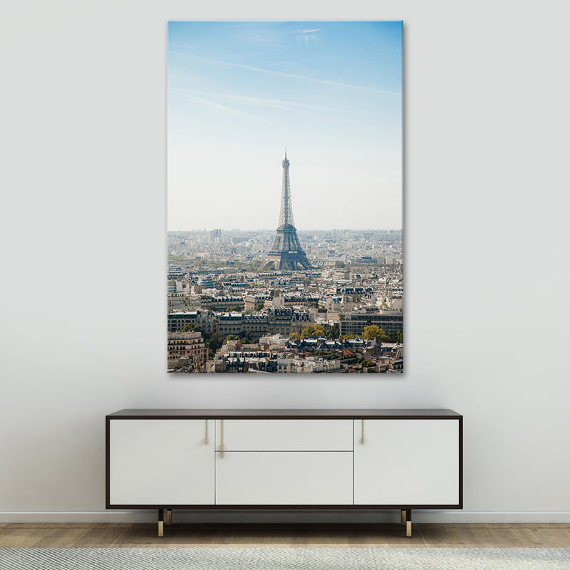 Vivolux | Blaue Paris Tower Leinwanddruck Texturiert Global Inspirierte Wandkunst für Wohninterieur