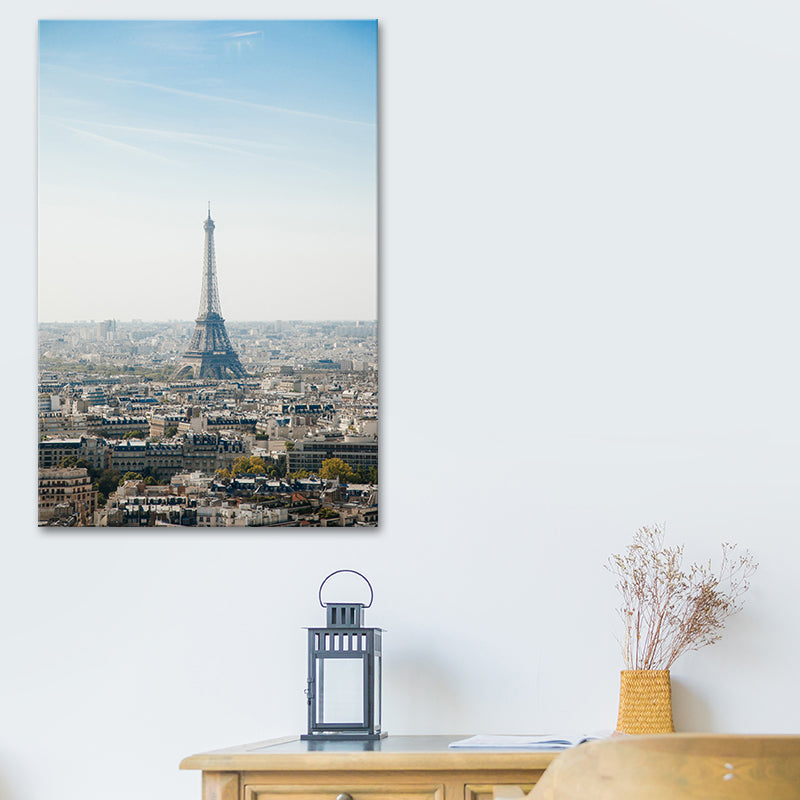 Vivolux | Blaue Paris Tower Leinwanddruck Texturiert Global Inspirierte Wandkunst für Wohninterieur