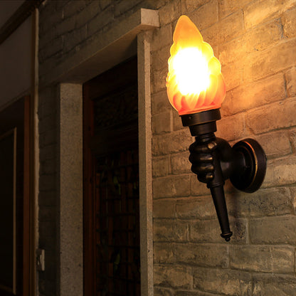 Vivolux | Wandmontage verlichting Torch Rustieke Glazen Kap 1 Licht Wandlamp Verlichting in Brons voor Hal