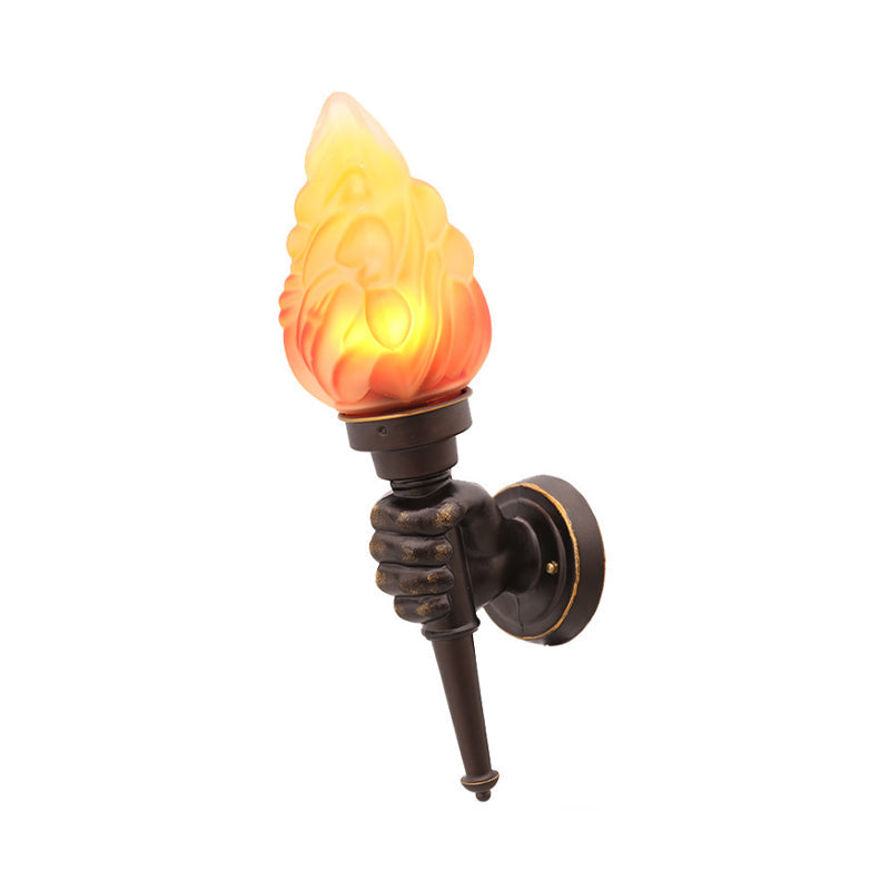 Vivolux | Wandmontage verlichting Torch Rustieke Glazen Kap 1 Licht Wandlamp Verlichting in Brons voor Hal