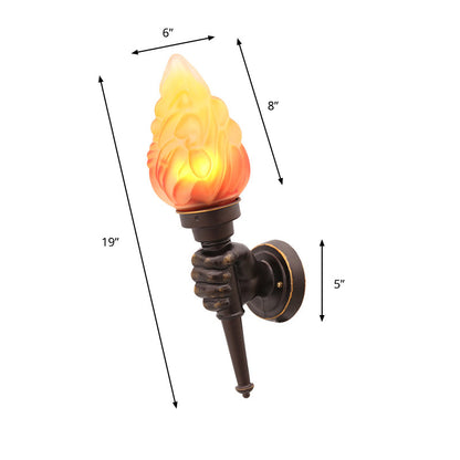 Vivolux | Wandmontage verlichting Torch Rustieke Glazen Kap 1 Licht Wandlamp Verlichting in Brons voor Hal