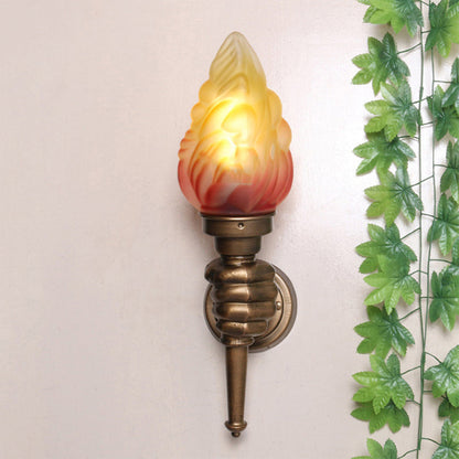 Vivolux | Wandmontage verlichting Torch Rustieke Glazen Kap 1 Licht Wandlamp Verlichting in Brons voor Hal