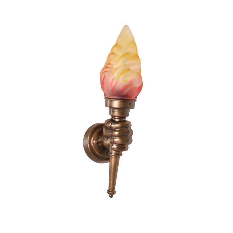 Vivolux | Wandmontage verlichting Torch Rustieke Glazen Kap 1 Licht Wandlamp Verlichting in Brons voor Hal