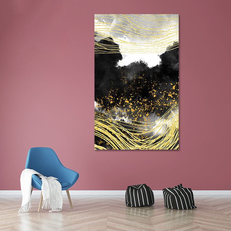 Vivolux | Berglandschaft Wandkunst Set Glam Einzigartige Landschaft Leinwanddruck in Gold für Flur