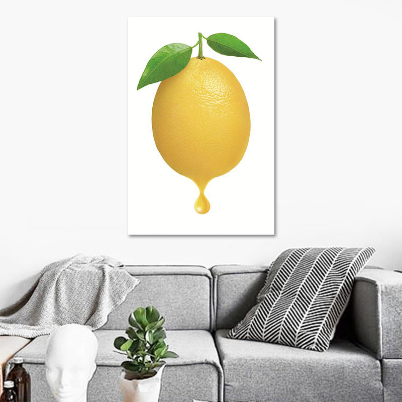Vivolux | Simplicity Lemon Leinwanddruck in Gelb auf Weiß Wohnzimmer Wandkunst, Texturiert