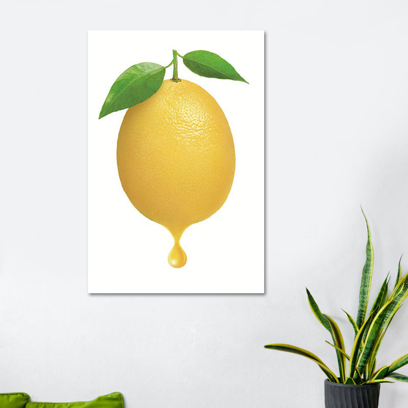 Vivolux | Simplicity Lemon Leinwanddruck in Gelb auf Weiß Wohnzimmer Wandkunst, Texturiert