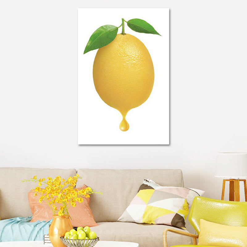 Vivolux | Simplicity Lemon Leinwanddruck in Gelb auf Weiß Wohnzimmer Wandkunst, Texturiert