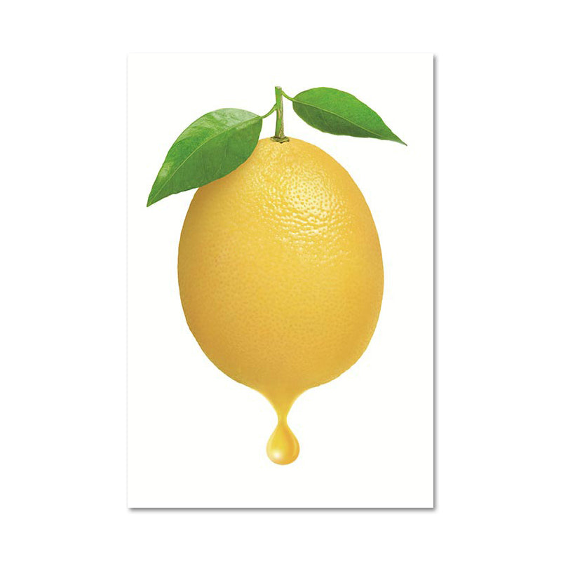 Vivolux | Simplicity Lemon Leinwanddruck in Gelb auf Weiß Wohnzimmer Wandkunst, Texturiert