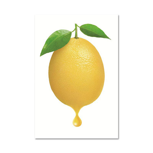 Vivolux | Simplicity Lemon Leinwanddruck in Gelb auf Weiß Wohnzimmer Wandkunst, Texturiert