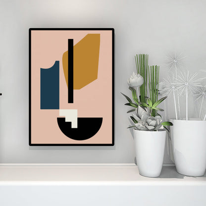 Vivolux | Geometrische Formen Leinwand Texturiertes Nordisches Esszimmer Wandkunst in Rosa-Gelb