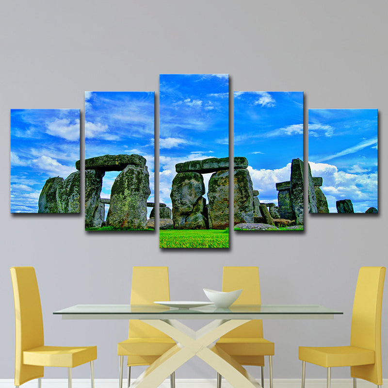 Vivolux | Global Inspired Landmark Canvas Blau Stonehenge Landschaft Wandkunst für Schlafzimmer