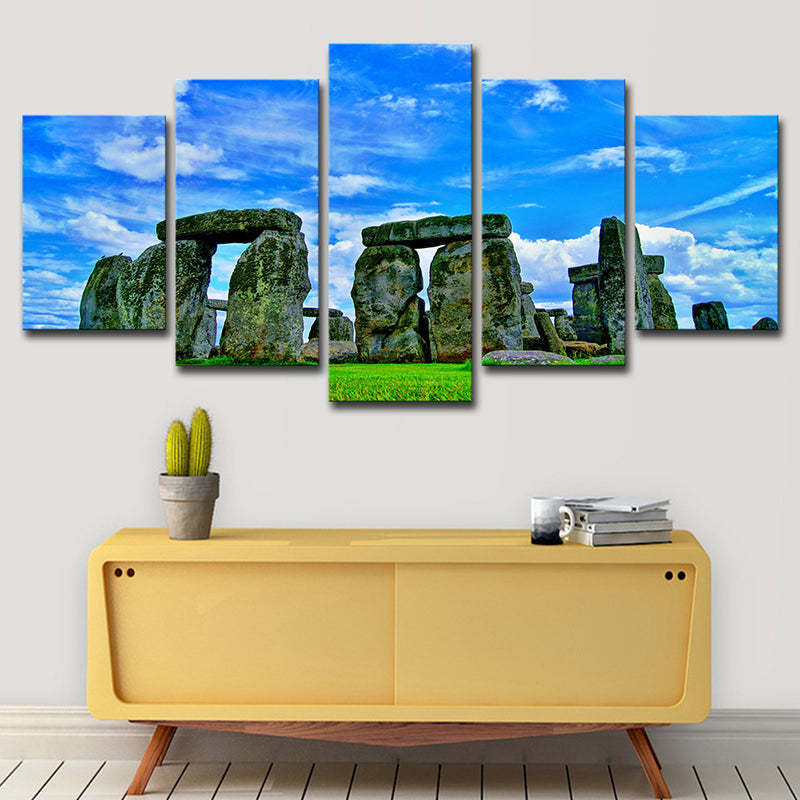 Vivolux | Global Inspired Landmark Canvas Blau Stonehenge Landschaft Wandkunst für Schlafzimmer