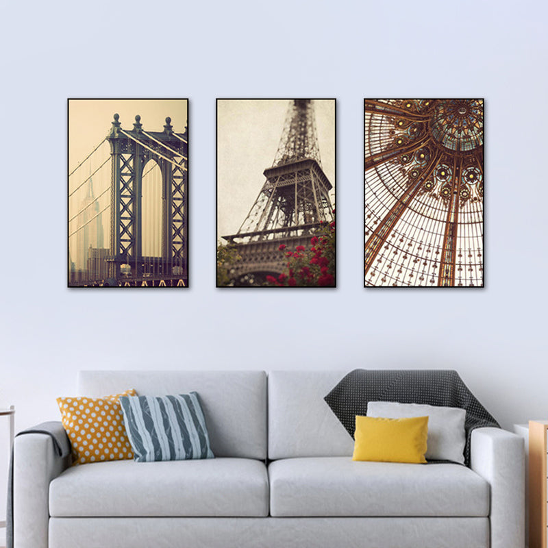 Vivolux | Wereld geïnspireerde monumenten canvasprint Bruine architectuur wanddecoratieset voor slaapkamer