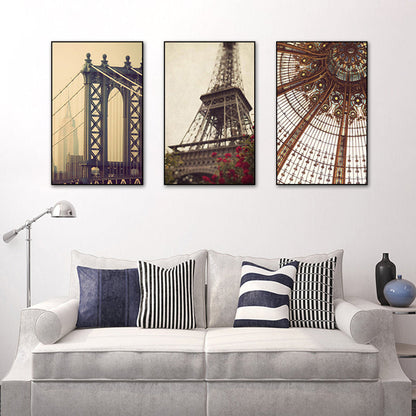 Vivolux | Wereld geïnspireerde monumenten canvasprint Bruine architectuur wanddecoratieset voor slaapkamer