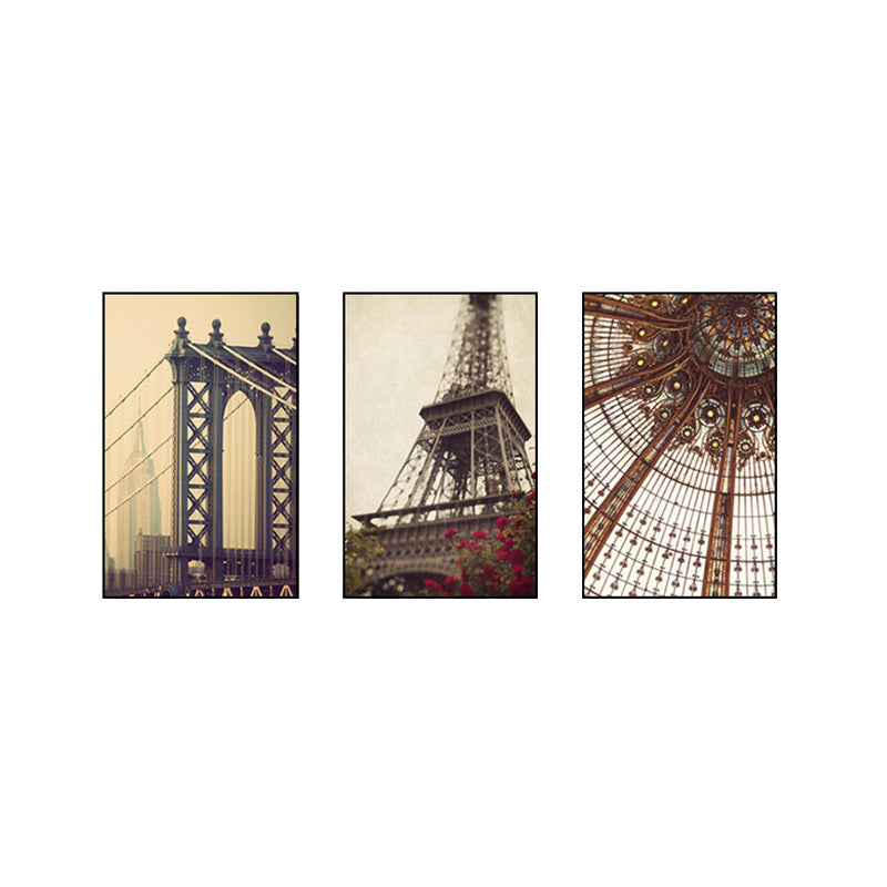 Vivolux | Wereld geïnspireerde monumenten canvasprint Bruine architectuur wanddecoratieset voor slaapkamer