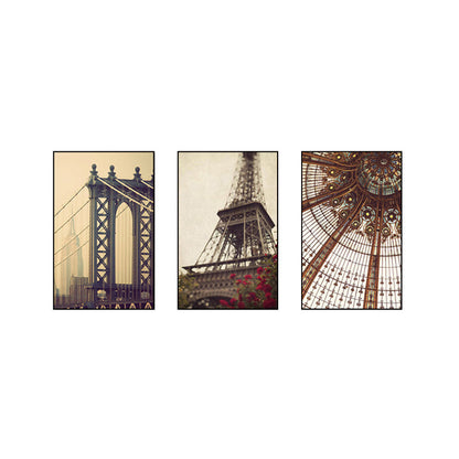 Vivolux | Wereld geïnspireerde monumenten canvasprint Bruine architectuur wanddecoratieset voor slaapkamer