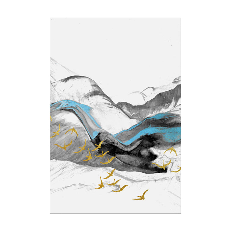 Vivolux | Vogel, der über Berge fliegt, Gemälde, texturiert, Moderne, Esszimmer, Wandkunst, Dekor