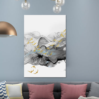 Vivolux | Vogel, der über Berge fliegt, Gemälde, texturiert, Moderne, Esszimmer, Wandkunst, Dekor