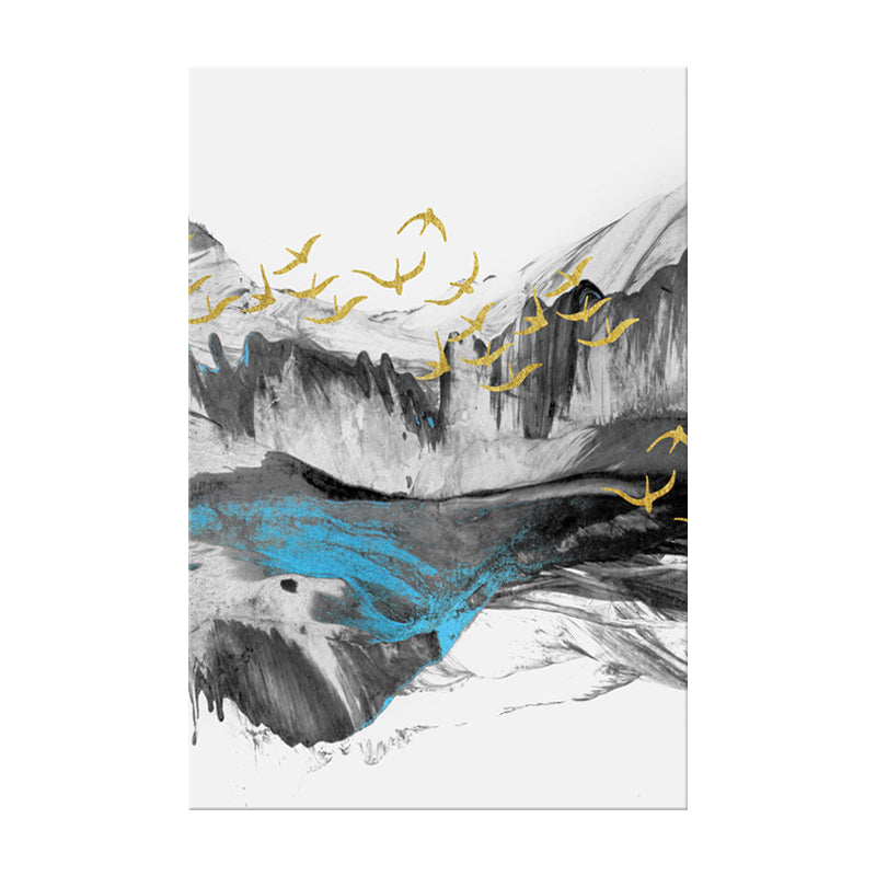Vivolux | Vogel, der über Berge fliegt, Gemälde, texturiert, Moderne, Esszimmer, Wandkunst, Dekor