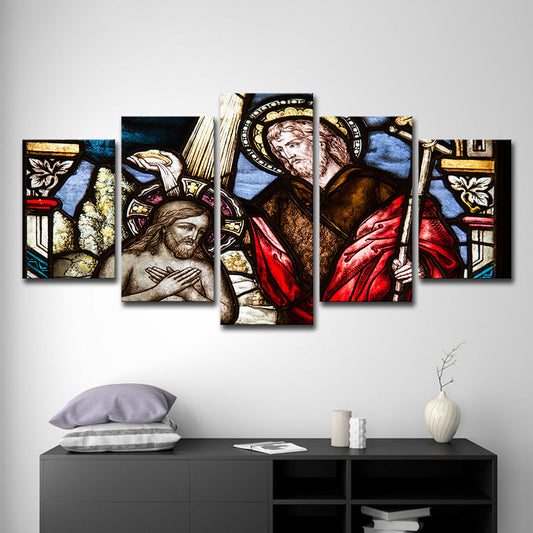 Vivolux | Rote Taufleinwand Kunst Religion Zeitgenössische Mehrteiliges Wanddekoration für Schlafzimmer