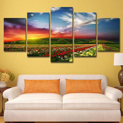 Vivolux | Betoverende Avond Gloed Wanddecoratie Huishoudinterieur Bloemige Boerderij Canvas Kunst in Rood