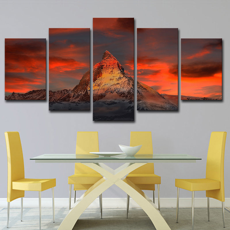 Vivolux | Zermatt Matterhorn Sunset Glow Canvas Art Meerdelige Moderne Eetkamer Wanddecoratie