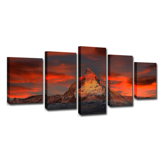 Vivolux | Zermatt Matterhorn Sunset Glow Canvas Art Meerdelige Moderne Eetkamer Wanddecoratie