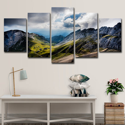 Vivolux | Foto Druck Moderne Wandkunst mit Pilatus Berg und Bewölkter Himmel Landschaft in Grau