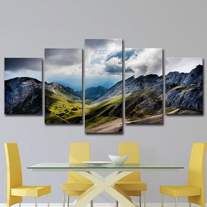 Vivolux | Foto Druck Moderne Wandkunst mit Pilatus Berg und Bewölkter Himmel Landschaft in Grau