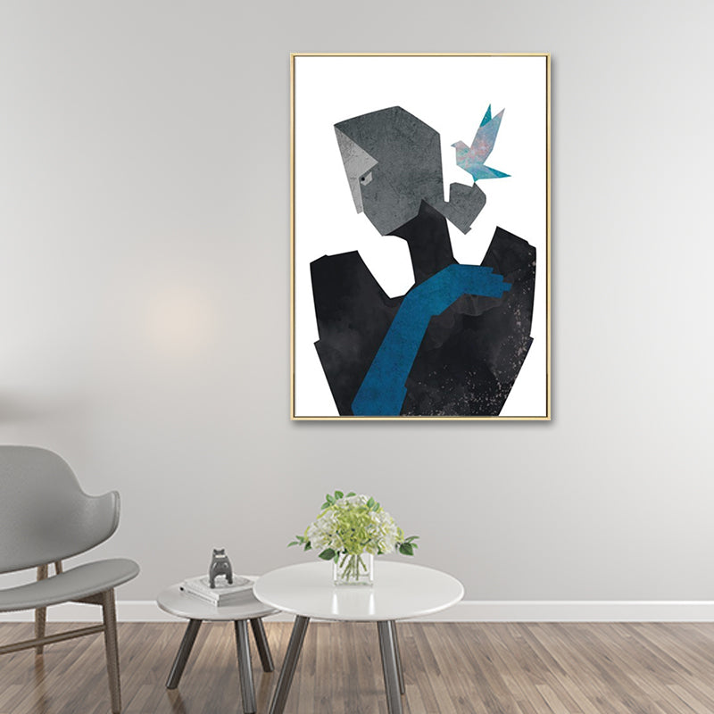 Vivolux | Leinwandstruktur Malerei Nordischer Gentleman, der eine herzförmige Blume hält Wandkunst