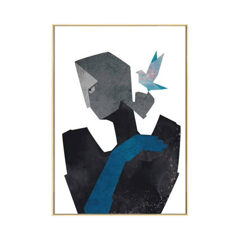 Vivolux | Leinwandstruktur Malerei Nordischer Gentleman, der eine herzförmige Blume hält Wandkunst