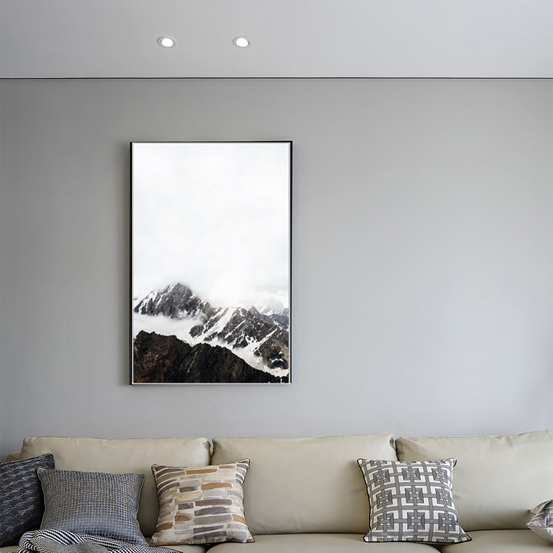 Vivolux | Leinwand Texturiertes Kunstwerk Vintage Stil Nebeliger Felsenberg Wanddekoration für Schlafzimmer