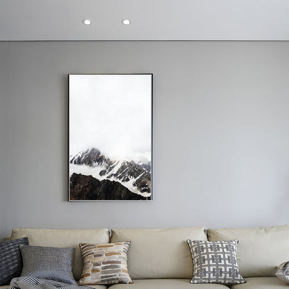 Vivolux | Leinwand Texturiertes Kunstwerk Vintage Stil Nebeliger Felsenberg Wanddekoration für Schlafzimmer