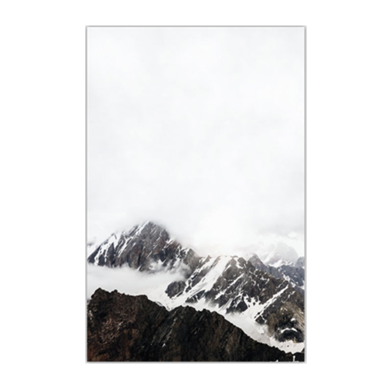 Vivolux | Leinwand Texturiertes Kunstwerk Vintage Stil Nebeliger Felsenberg Wanddekoration für Schlafzimmer