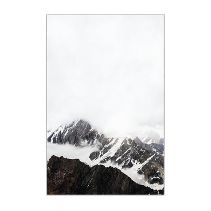 Vivolux | Leinwand Texturiertes Kunstwerk Vintage Stil Nebeliger Felsenberg Wanddekoration für Schlafzimmer