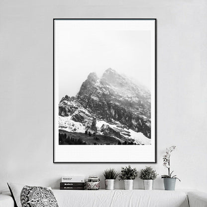 Vivolux | Leinwand Texturiertes Kunstwerk Vintage Stil Nebeliger Felsenberg Wanddekoration für Schlafzimmer