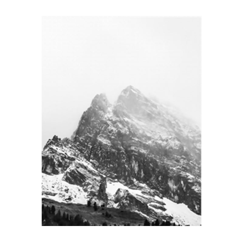 Vivolux | Leinwand Texturiertes Kunstwerk Vintage Stil Nebeliger Felsenberg Wanddekoration für Schlafzimmer