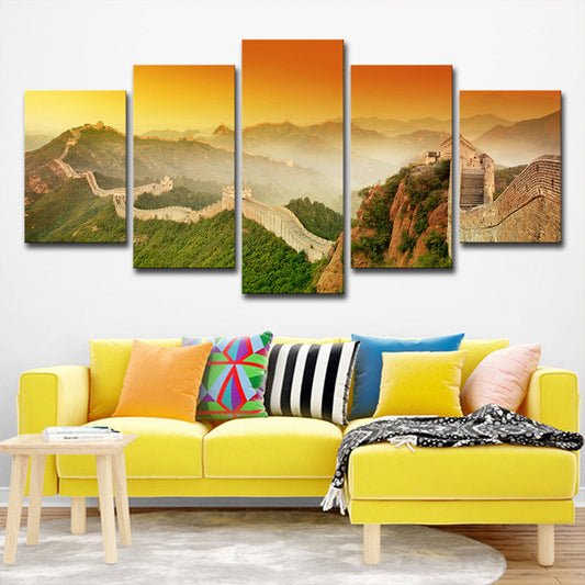 Vivolux | Yellow the Great Wall Canvas Sunset Landschaft Global Inspiriert Multi-Stück Wandkunst