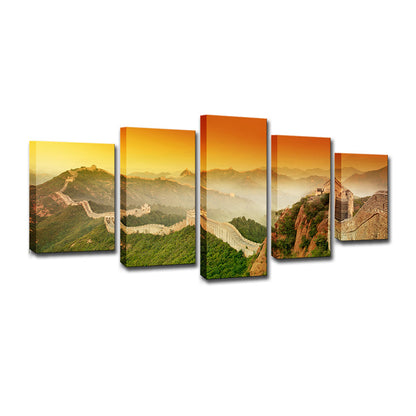 Vivolux | Yellow the Great Wall Canvas Sunset Landschaft Global Inspiriert Multi-Stück Wandkunst