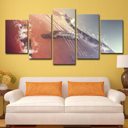 Vivolux | Musikalische Cello Wandkunst Dekor Modernes Mehrteilige Leinwanddruck in Orange-Rosa für Zuhause