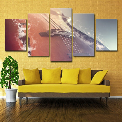 Vivolux | Musikalische Cello Wandkunst Dekor Modernes Mehrteilige Leinwanddruck in Orange-Rosa für Zuhause