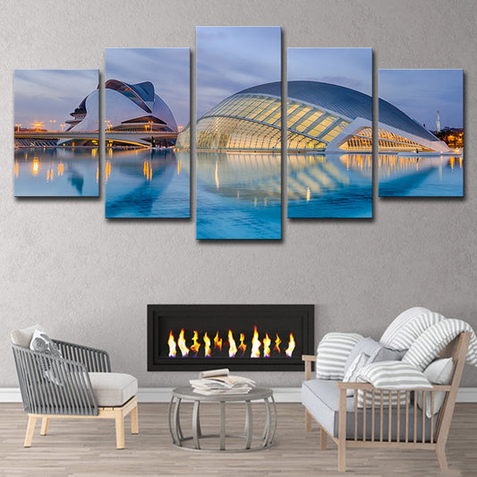 Vivolux | Sydney Opera House Wandkunst Global Inspirierte Mehrteilige Wohnzimmer Wanddekoration in Blau
