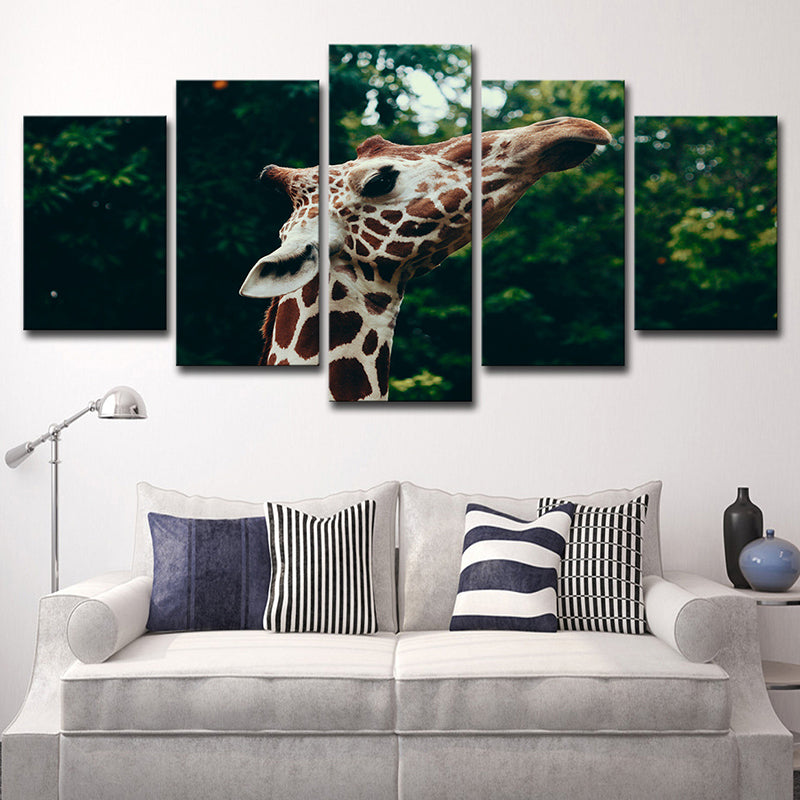 Vivolux | Braune Giraffe Leinwanddruck Wildtier Moderne Mehrteilig Wandkunst Dekor für Zuhause